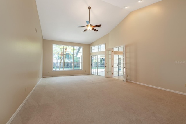 1947 Broadleaf Ct, Windermere, FL 34786 - unfurnished room featuring a ceiling fan, light carpet, baseboards, and high vaulted ceiling