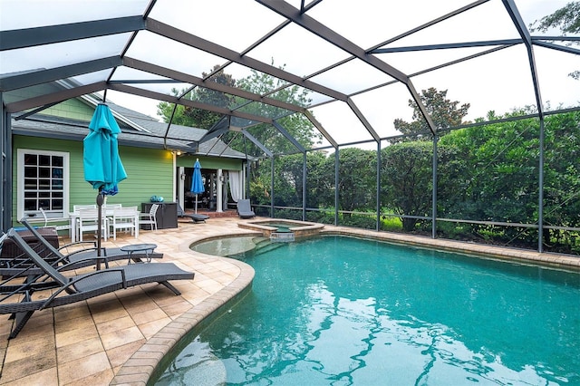 8335 Lake Burden Cir, Windermere, FL 34786 - view of pool with a patio, a pool with connected hot tub, and glass enclosure