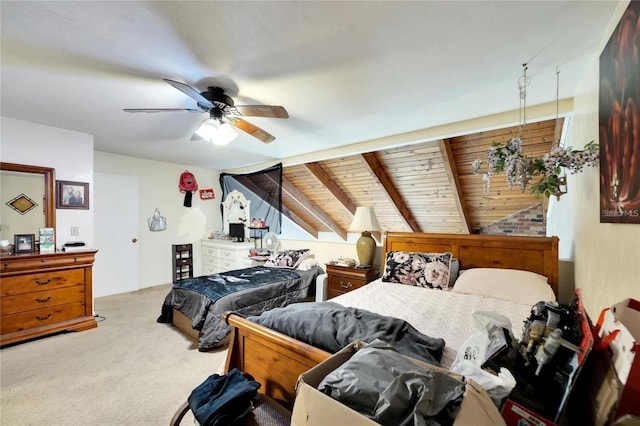 2826 NE 7th St, Ocala, FL 34470 - bedroom featuring carpet, lofted ceiling, ceiling fan, and wooden ceiling