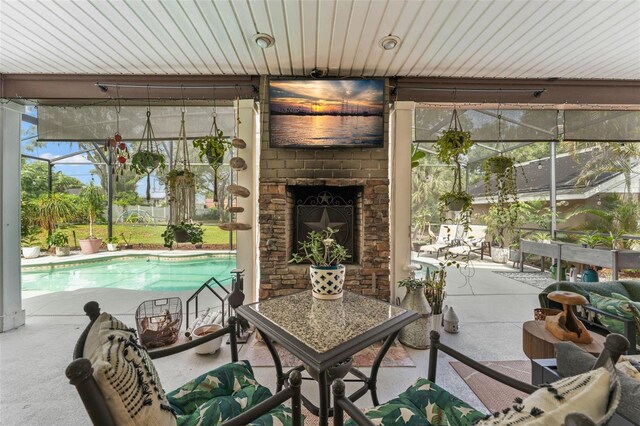 17523 Doris St, Montverde, FL 34756 - view of patio / terrace with an outdoor pool and glass enclosure