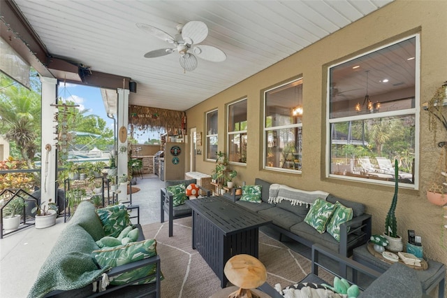 17523 Doris St, Montverde, FL 34756 - view of patio featuring outdoor lounge area and ceiling fan
