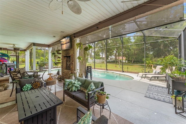 17523 Doris St, Montverde, FL 34756 - sunroom with a ceiling fan and healthy amount of natural light