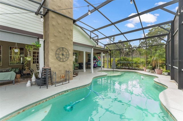 17523 Doris St, Montverde, FL 34756 - outdoor pool with a patio area and glass enclosure