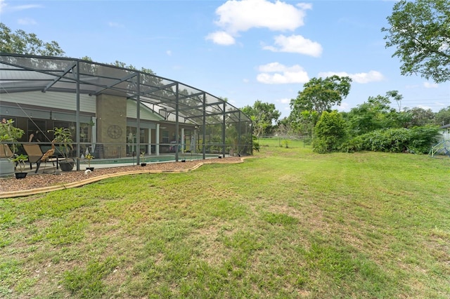 17523 Doris St, Montverde, FL 34756 - view of green lawn featuring an outdoor pool and a lanai
