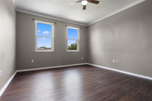 470 Regal Downs Cir, Winter Garden, FL 34787 - unfurnished room featuring a textured ceiling, ceiling fan, dark wood finished floors, and baseboards