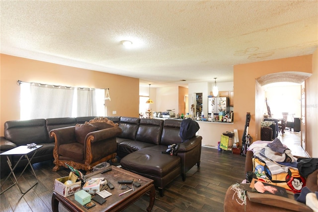 2305 Rio Grande Forest Ln, Kissimmee, FL 34759 - living room with dark wood-type flooring and a textured ceiling