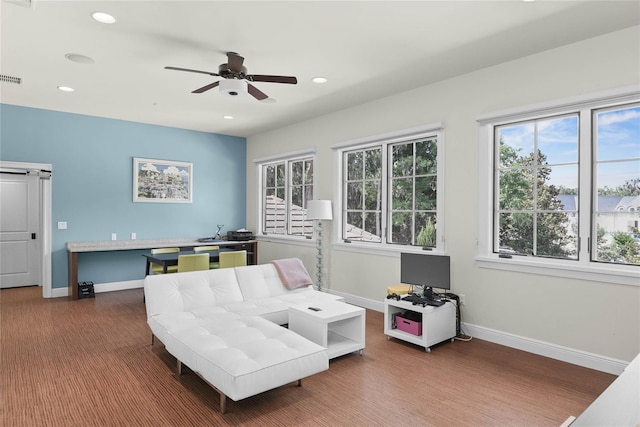 1112 Preserve Point Dr, Winter Park, FL 32789 - living area with baseboards, plenty of natural light, ceiling fan, and recessed lighting