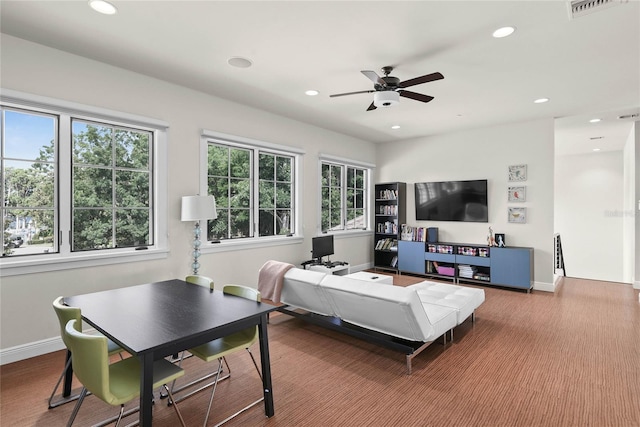 1112 Preserve Point Dr, Winter Park, FL 32789 - living room featuring recessed lighting, ceiling fan, baseboards, and plenty of natural light
