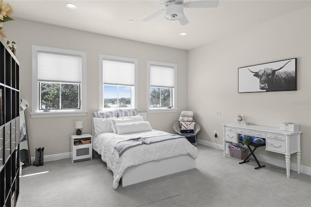 1112 Preserve Point Dr, Winter Park, FL 32789 - carpeted bedroom with baseboards, recessed lighting, and a ceiling fan