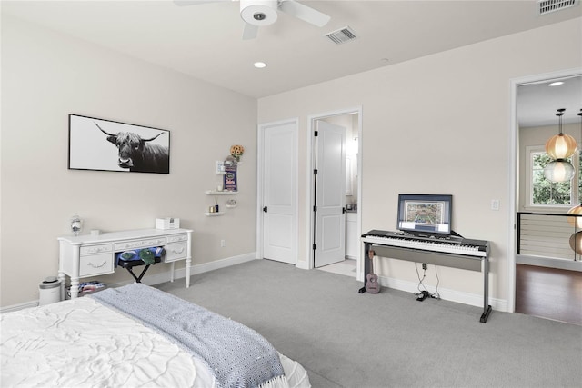 1112 Preserve Point Dr, Winter Park, FL 32789 - carpeted bedroom featuring baseboards, recessed lighting, and a ceiling fan