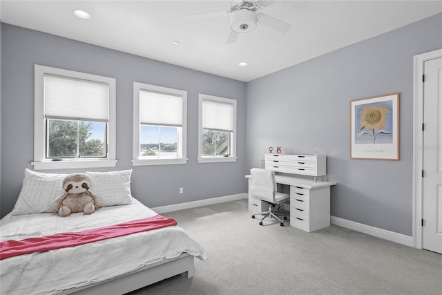 1112 Preserve Point Dr, Winter Park, FL 32789 - bedroom featuring light carpet, multiple windows, baseboards, an office area, and recessed lighting