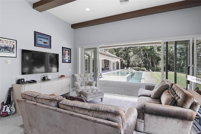 1112 Preserve Point Dr, Winter Park, FL 32789 - living area with beam ceiling