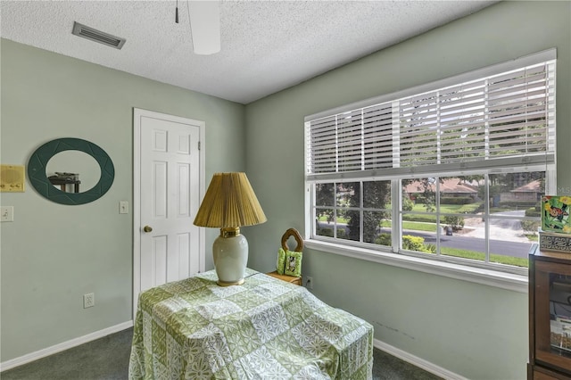 2132 Palm Vista Dr, Apopka, FL 32712 - sitting room with carpet floors, baseboards, a textured ceiling, and ceiling fan