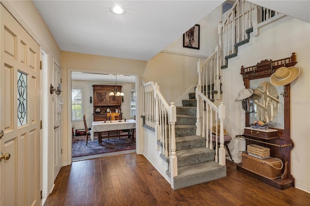2132 Palm Vista Dr, Apopka, FL 32712 - entrance foyer featuring stairway, wood finished floors, baseboards, and recessed lighting