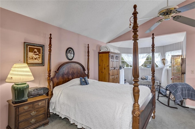 2132 Palm Vista Dr, Apopka, FL 32712 - carpeted bedroom featuring lofted ceiling and a textured ceiling