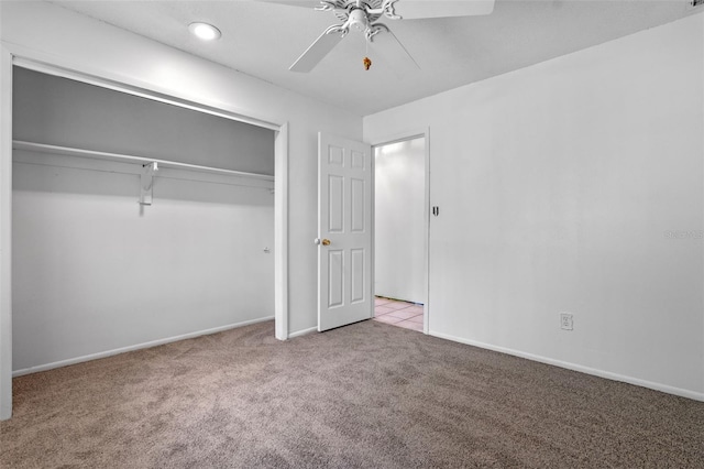 885 Little Bend Rd, Altamonte Springs, FL 32714 - unfurnished bedroom with carpet, a closet, baseboards, ceiling fan, and recessed lighting