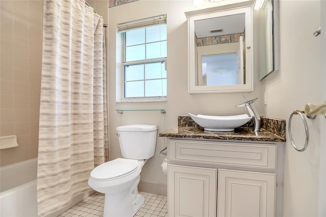 5382 SW 84th Pl, Ocala, FL 34476 - bathroom with vanity, toilet, shower / tub combo, and tile patterned floors