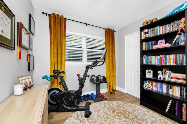 7616 Simms Ave, Orlando, FL 32812 - workout room with wood finished floors and baseboards