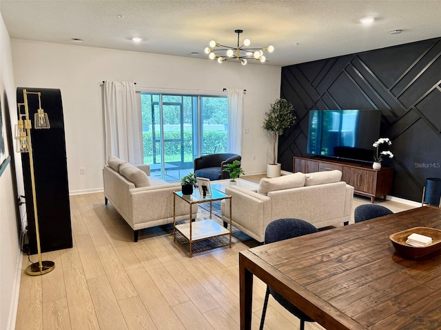 1900 Erudite Way, Winter Park, FL 32792 - living area featuring baseboards, a chandelier, light wood-style flooring, and recessed lighting
