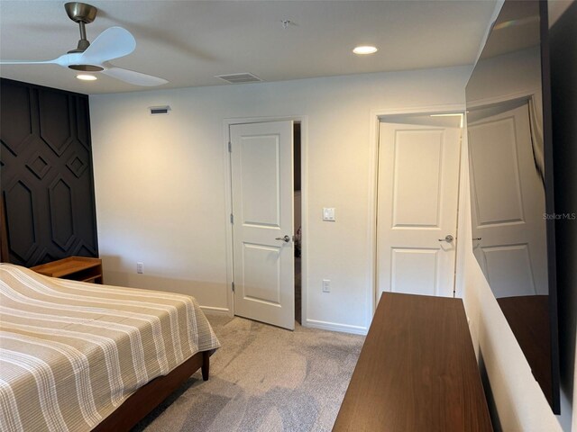 1900 Erudite Way, Winter Park, FL 32792 - bedroom with light carpet, recessed lighting, a ceiling fan, and baseboards