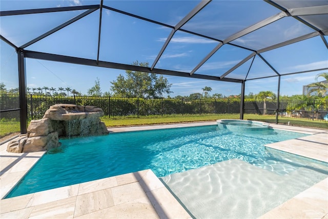 4861 Antrim Dr, Sarasota, FL 34240 - view of swimming pool with glass enclosure and a pool with connected hot tub