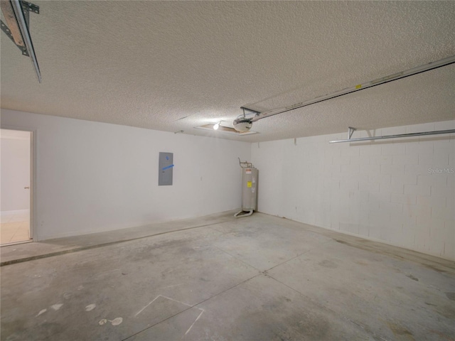 879 Nonastone Run, Casselberry, FL 32707 - garage featuring electric panel, electric water heater, a garage door opener, and concrete block wall