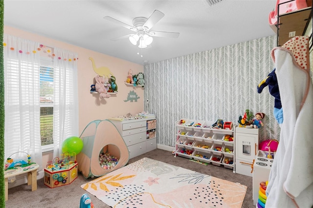 122 Seville Rd, Auburndale, FL 33823 - recreation room featuring carpet flooring and ceiling fan