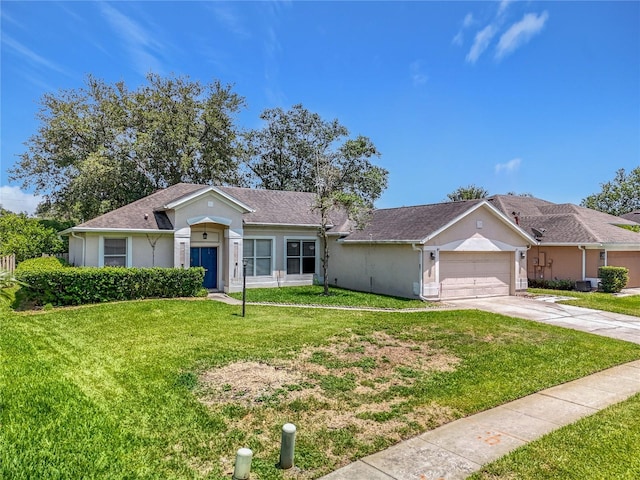 1131 Turtle Lake Ct, Ocoee, FL 34761 - ranch-style home with an attached garage, a front lawn, driveway, and stucco siding