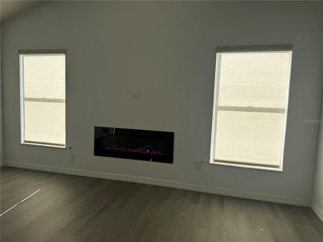 215 Hollowbrook Cir, Daytona Beach, FL 32114 - unfurnished living room featuring wood finished floors, a fireplace, baseboards, and plenty of natural light