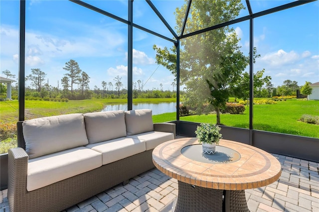 2793 Nature View Rd, Saint Cloud, FL 34771 - sunroom / solarium with a water view, an outdoor hangout area, and view of scattered trees