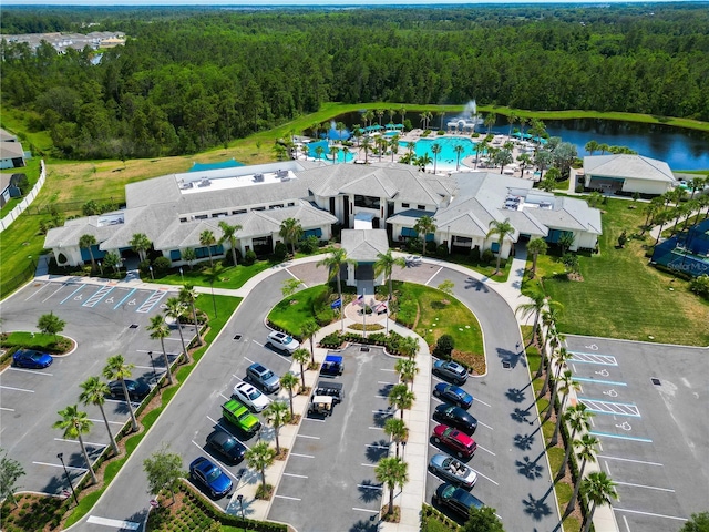 2793 Nature View Rd, Saint Cloud, FL 34771 - bird's eye view of a heavily wooded area, a pool, and a large body of water