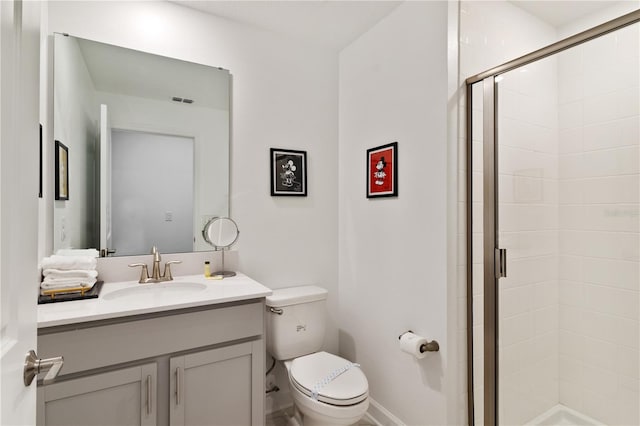 4184 Paragraph Dr, Kissimmee, FL 34746 - bathroom with vanity, a stall shower, toilet, and baseboards