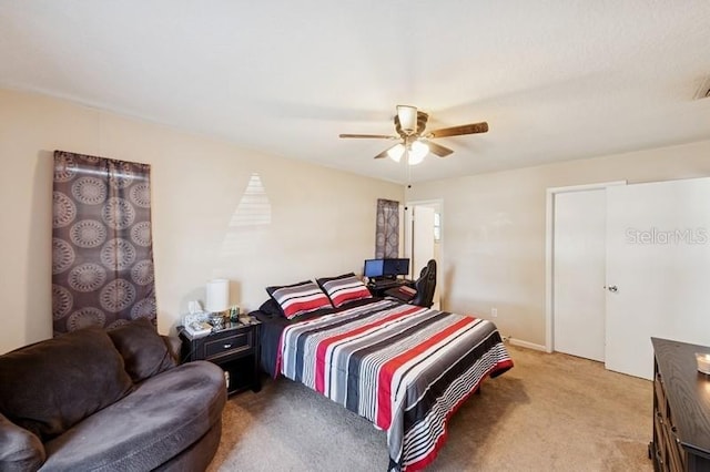 2822 Fulford St, Deltona, FL 32738 - bedroom featuring light carpet and a ceiling fan