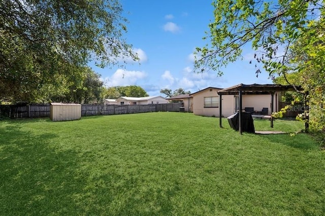 2822 Fulford St, Deltona, FL 32738 - fenced backyard with a gazebo and a storage unit