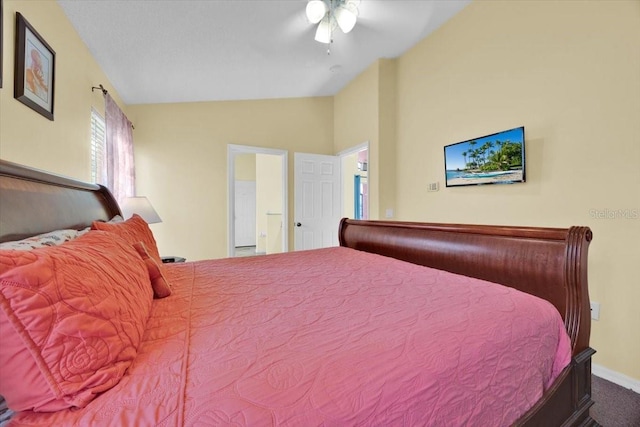 2627 Autumn Creek Cir, Kissimmee, FL 34747 - bedroom with lofted ceiling, carpet floors, ceiling fan, and baseboards