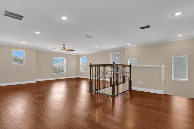 8348 Vivaro Isle Way, Windermere, FL 34786 - empty room with ornamental molding, ceiling fan, wood finished floors, baseboards, and recessed lighting