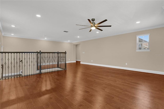 8348 Vivaro Isle Way, Windermere, FL 34786 - unfurnished room featuring ceiling fan, baseboards, recessed lighting, crown molding, and wood finished floors