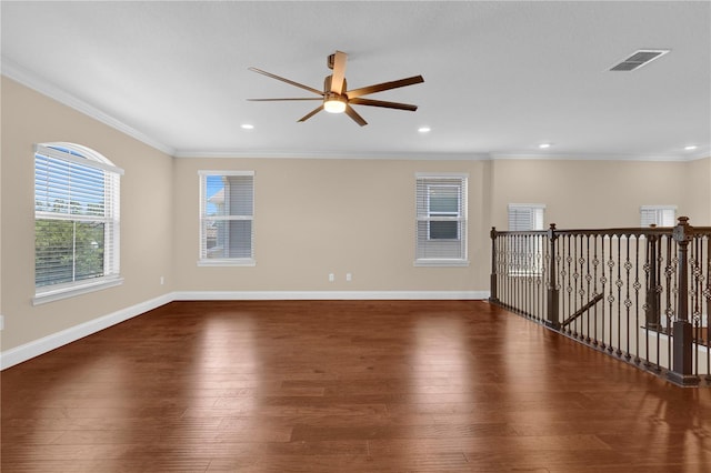 8348 Vivaro Isle Way, Windermere, FL 34786 - unfurnished room featuring a ceiling fan, wood finished floors, ornamental molding, recessed lighting, and baseboards