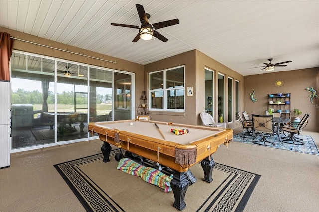 9846 SW 106th Ct, Ocala, F, Ocala, FL 34481 - rec room featuring a ceiling fan, pool table, and wooden ceiling