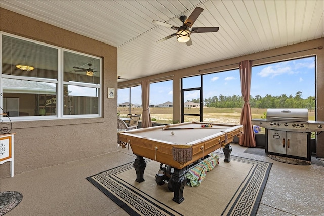 9846 SW 106th Ct, Ocala, F, Ocala, FL 34481 - game room with ceiling fan, pool table, speckled floor, and wooden ceiling