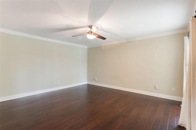 120 E Greentree Ln, Lake Mary, FL 32746 - spare room with ceiling fan, dark wood-style flooring, baseboards, and crown molding
