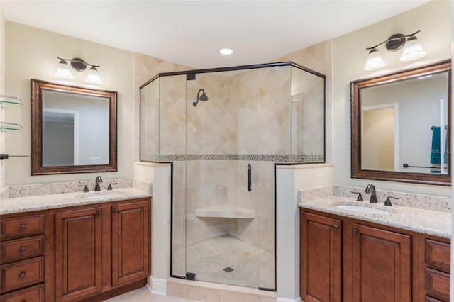 120 E Greentree Ln, Lake Mary, FL 32746 - full bathroom with a shower stall and two vanities
