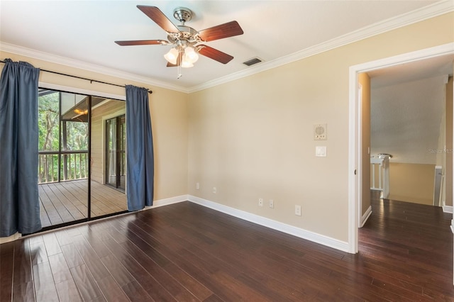 120 E Greentree Ln, Lake Mary, FL 32746 - spare room with wood finished floors, baseboards, ornamental molding, and ceiling fan