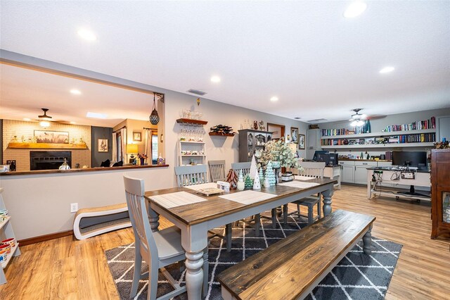 493 Princewood Dr, Deland, FL 32724 - dining space with a ceiling fan, recessed lighting, light wood finished floors, and a desk