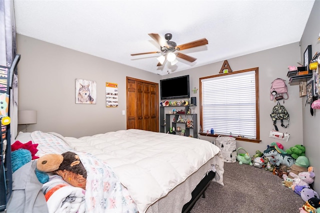 493 Princewood Dr, Deland, FL 32724 - carpeted bedroom with a ceiling fan and a closet
