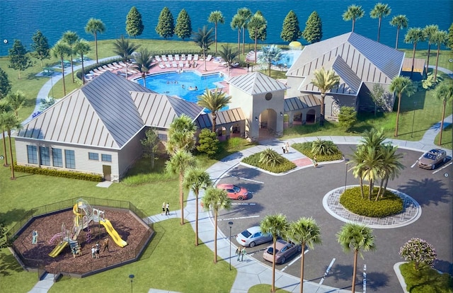 13323 Panama Beach Ct, Orlando, FL 32827 - aerial view of a nearby body of water and a pool area