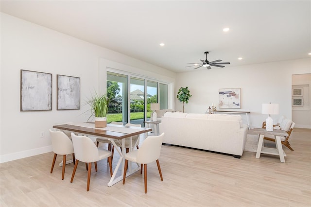 508 Topsail Dr, Rockledge, FL 32955 - dining room with recessed lighting, a ceiling fan, and light wood-style floors