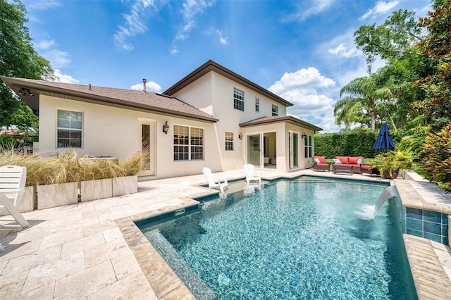 1420 Palmer Ave, Winter Park, FL 32789 - rear view of property featuring stucco siding, a patio area, and outdoor lounge area