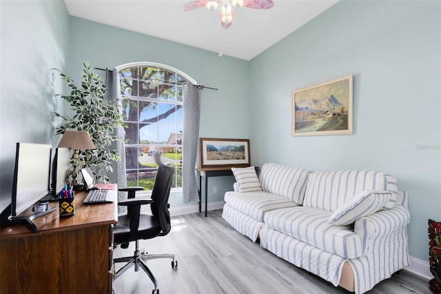 10743 Fairhaven Way, Orlando, FL 32825 - office area with ceiling fan, wood finished floors, and baseboards