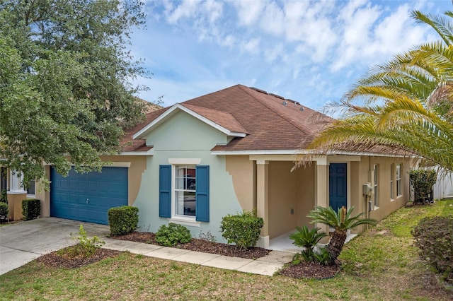 126 San Carlo Rd, Davenport, FL 33896 - view of front of home with stucco siding, an attached garage, driveway, and a shingled roof